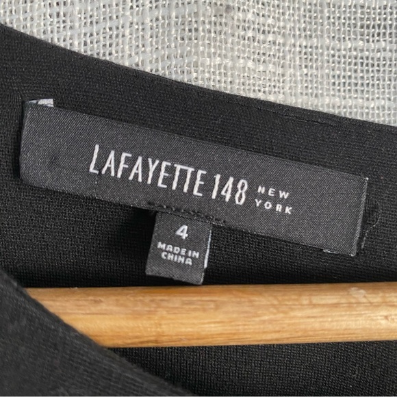 Lafayette 148 Beaded Embellished Waist Long Sleeve Dress Black Sz 4 - Picture 5 of 10